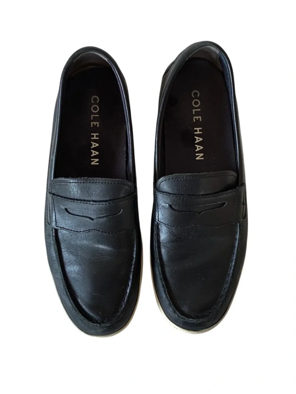 Cole Haan Hyannis Black Leather Slip On Penny Loafers Sz 10